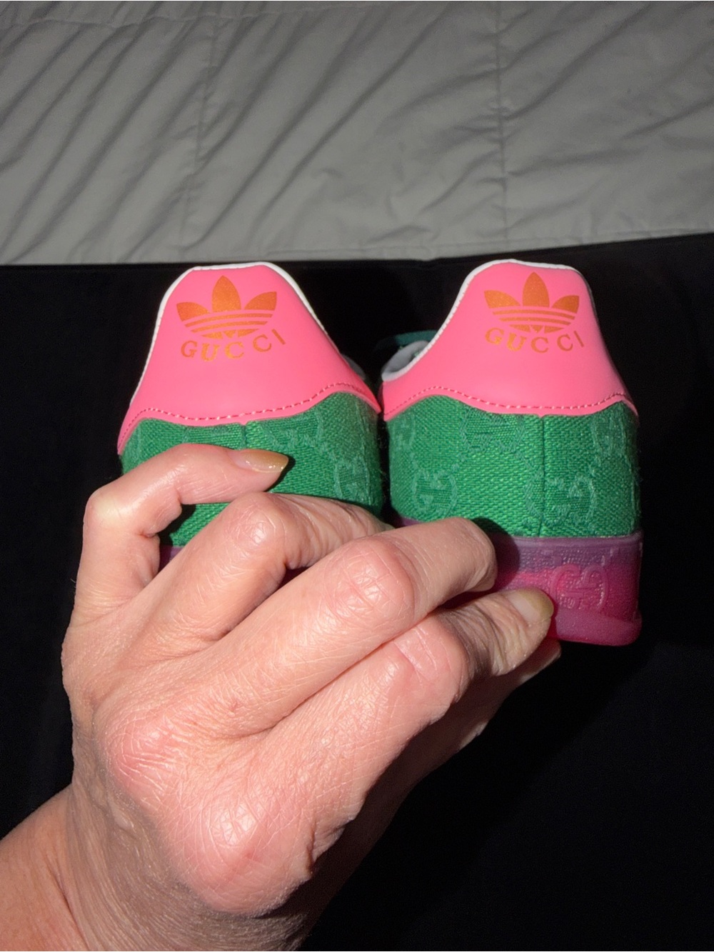 Adidas x Gucci Gazelle Green GG Monogram' sneakers featuring green canvas upper - Picture 10 of 11
